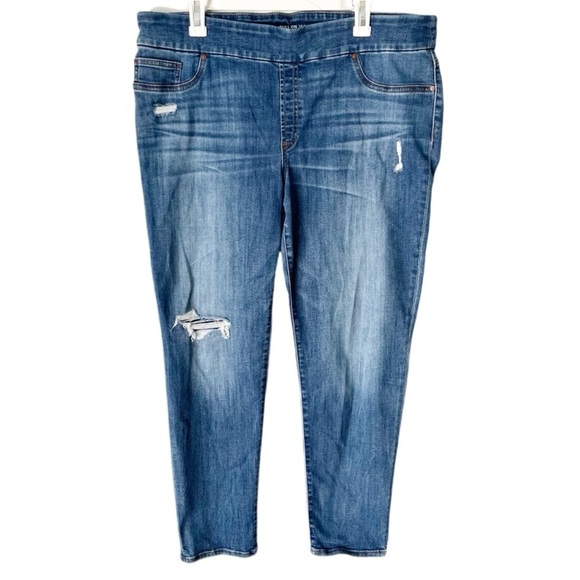 Chico's Jeans Women's 16R (3) Medium Wash Pull On Jeggings Distressed - Picture 1 of 7